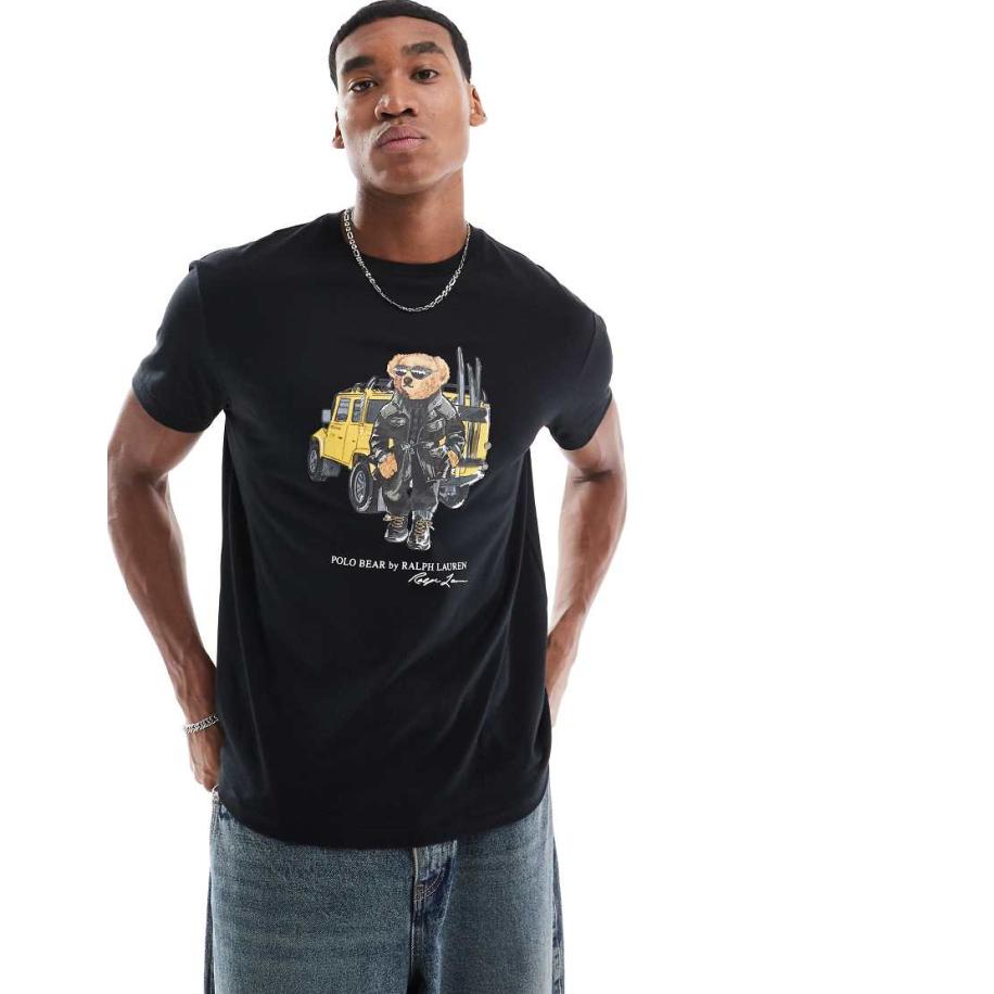 Polo Ralph Lauren - T-shirt met klassieke oversized pasvorm en print in zwart Zwart