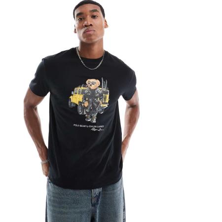 Polo Ralph Lauren - T-shirt met klassieke oversized pasvorm en print in zwart