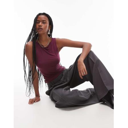 Topshop Tanktop met rechte hals in bordeauxrood
