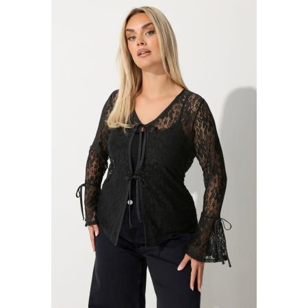 Limited Collection Curve Zwarte Top Met Lange Mouwen En Kant Size 58-60