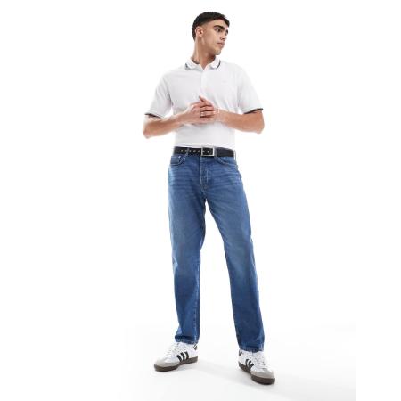 JJ Rebel - Piqué polo met gekleurd randje in wit