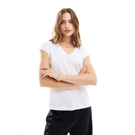 Vila Soepel T-shirt met V-hals in wit