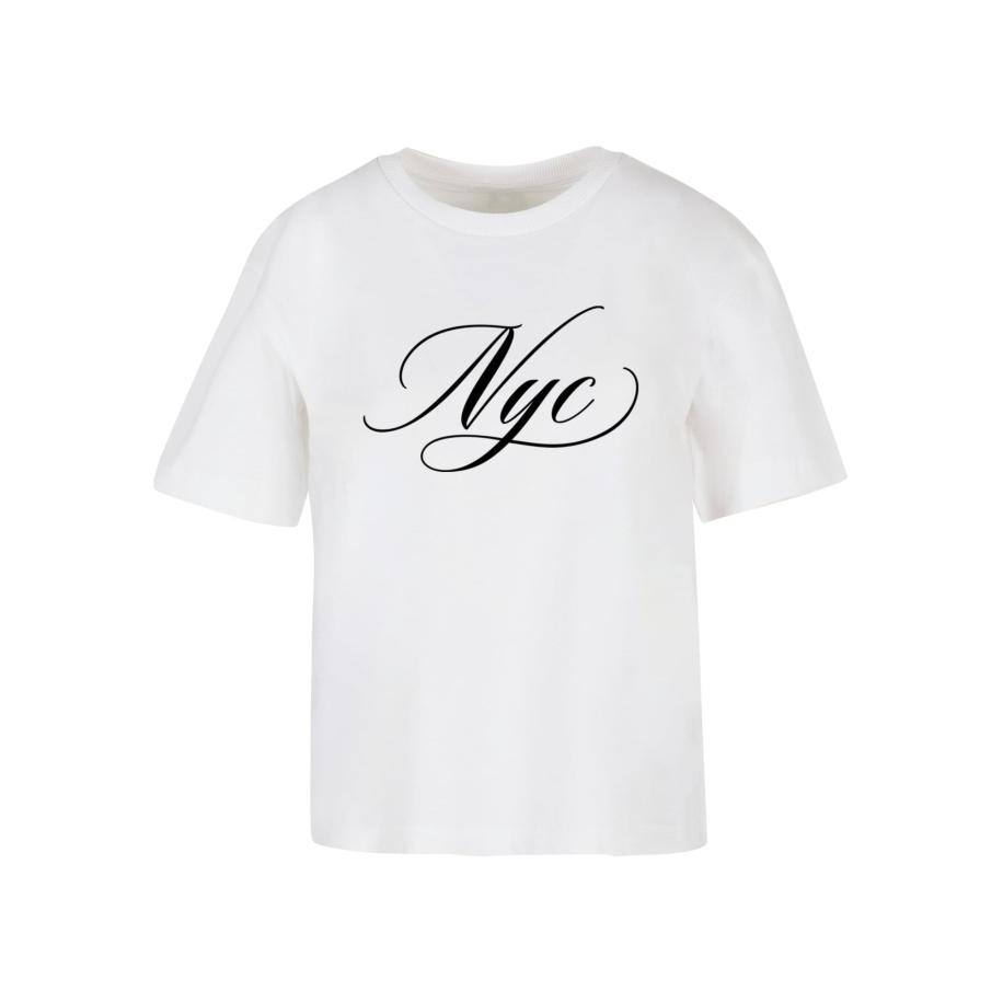 Miss Tee Shirt NYC Calligraphy Letters zwart / wit Wit