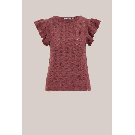 WE Fashion Dames gebreide trui met structuur - Regular fit - Oudroze - Katoen - Maat: XS