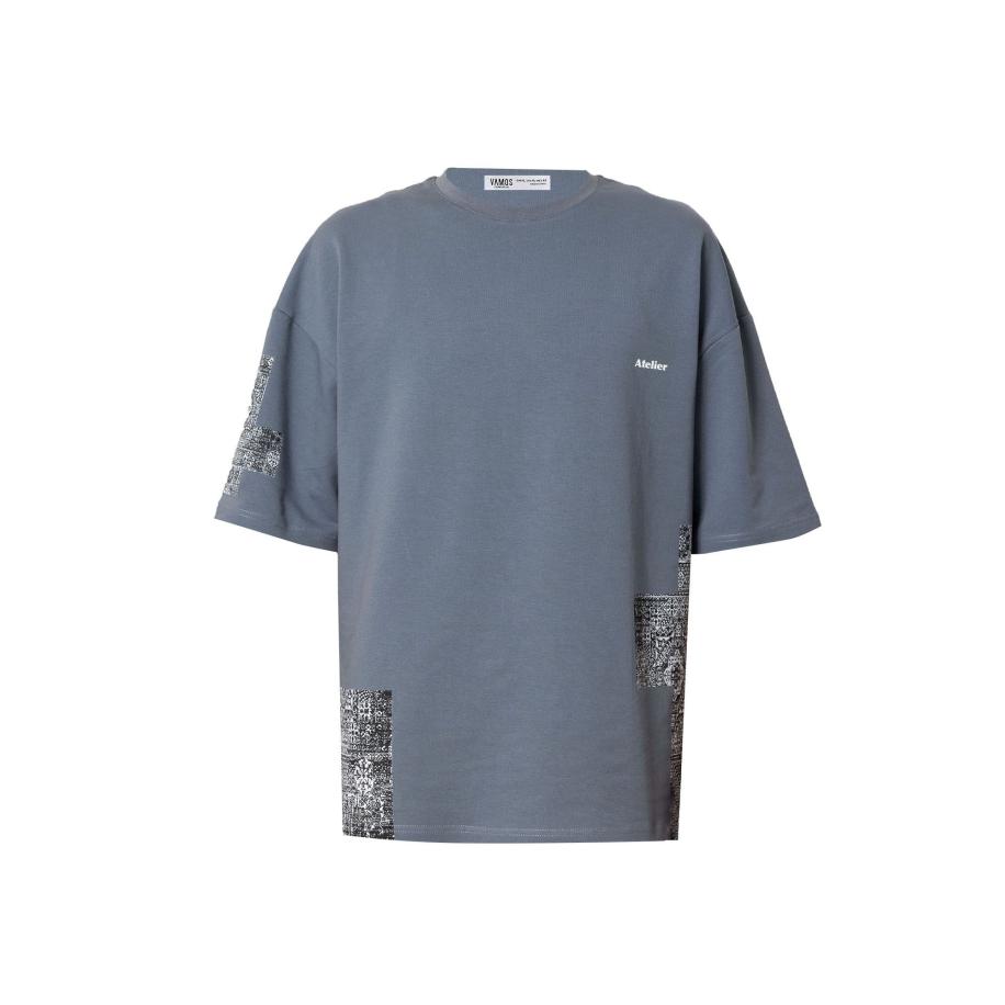 VAMOS CLO VAMOS CLO Shirt basaltgrijs / zwart / wit -