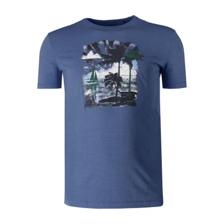 Marvelis Casual T-Shirt ronde hals blauw, Bedrukt