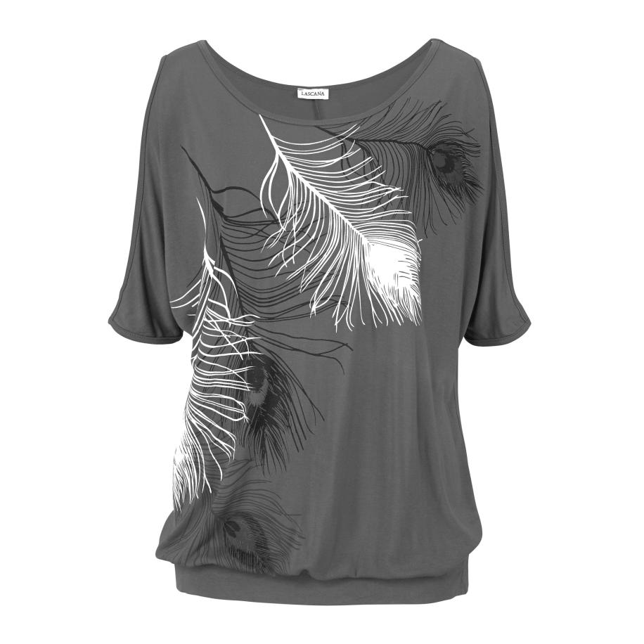 Lascana LASCANA Shirt donkergrijs / zwart / wit -