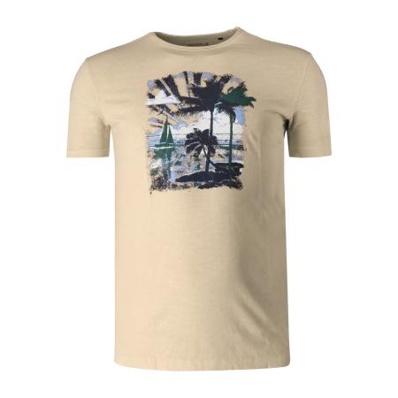 Marvelis Casual T-Shirt ronde hals beige, Bedrukt