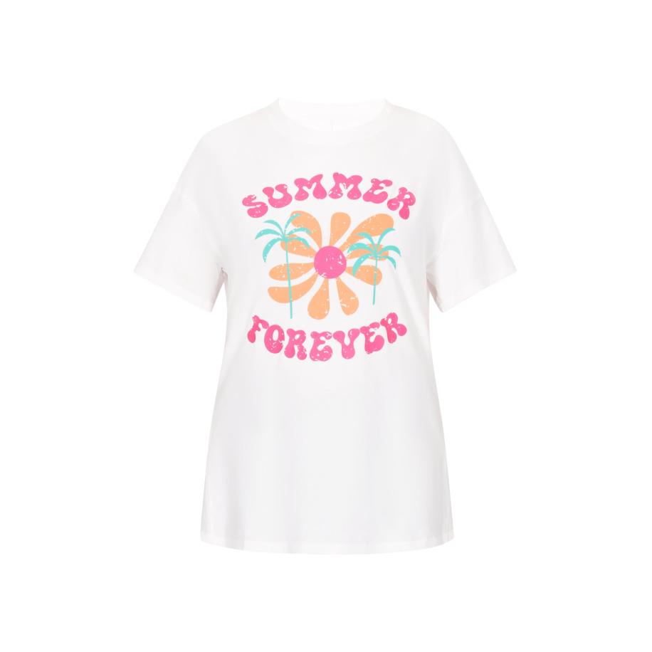 Usha usha FESTIVAL Shirt Fashion Look turquoise / mandarijn / lichtroze / wit -