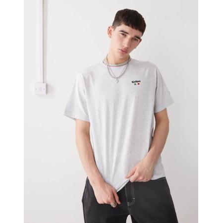 Kickers - Oversized T-shirt met print in gemêleerd lichtgrijs