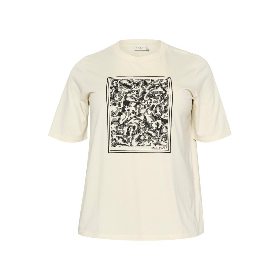 KAFFE CURVE Shirt Meri crème / zwart Bruin