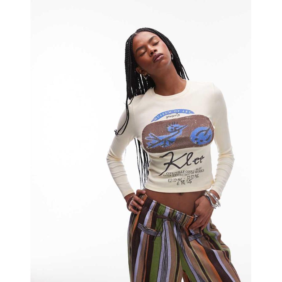 Topshop Baby T-shirt met lange mouwen en gelicentieerde grafische Paul Klee-print in geel Geel