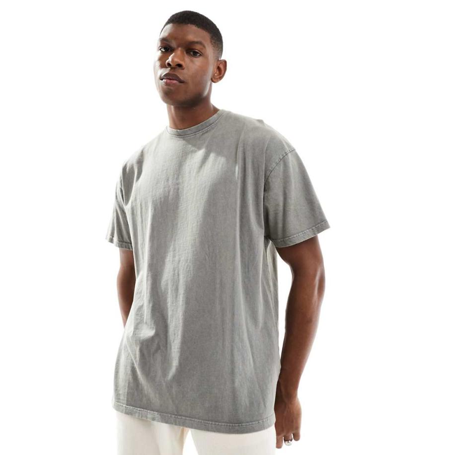 Threadbare - Oversized T-shirt met acid wash-Grijs Grijs