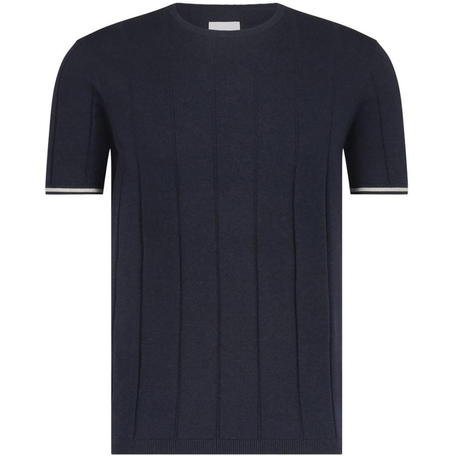 State Of Art Knitted T-Shirt Navy Blauw
