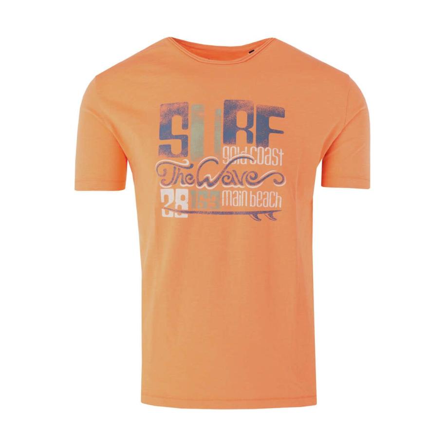 Marvelis Casual T-Shirt ronde hals abrikoos, Bedrukt Oranje
