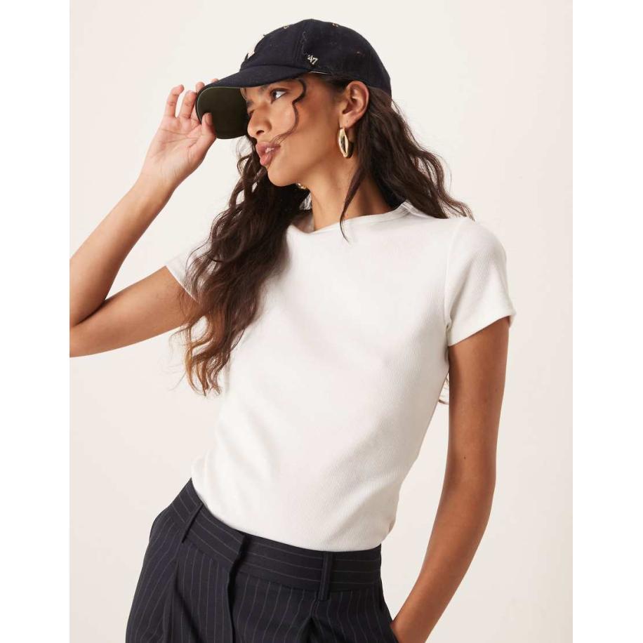 JDY Geribbeld T-shirt in wit Wit