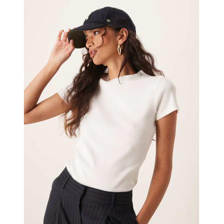 JDY Geribbeld T-shirt in wit