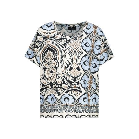 Monari monari Shirt lichtblauw / zwart / natuurwit