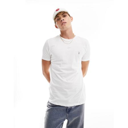 AllSaints - T-shirt met ton-sur-ton ramskop-logo in wit