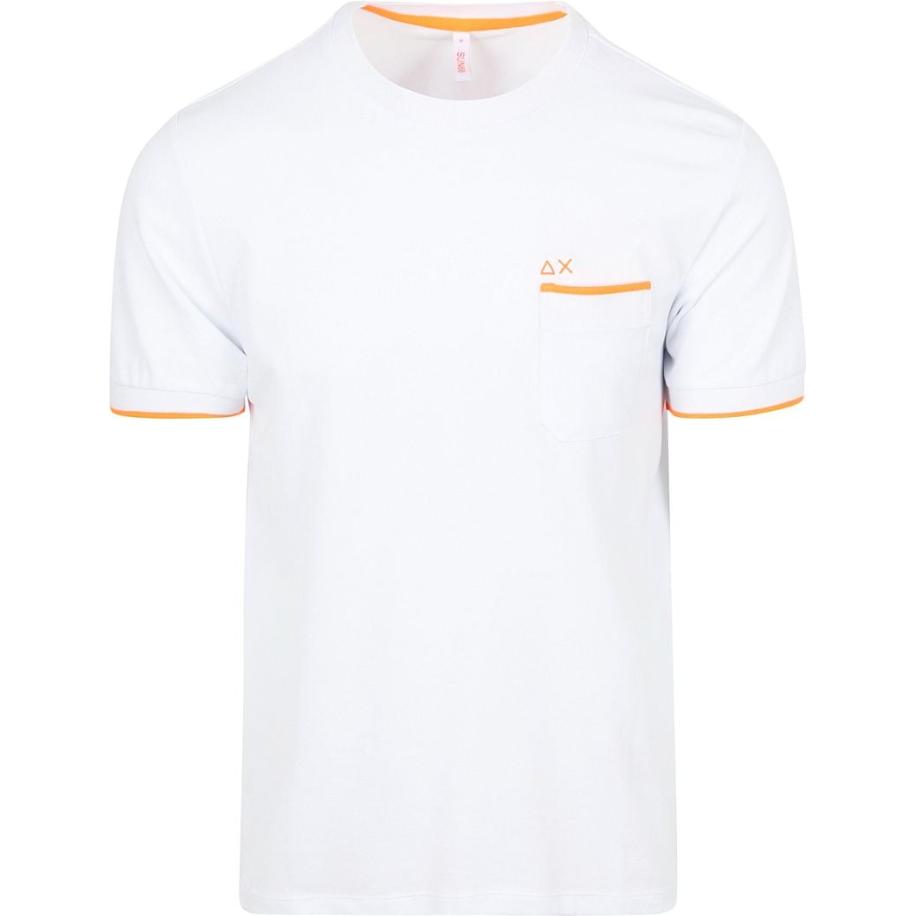 Sun68 Piqué T-Shirt Fluo Stripe Wit Wit