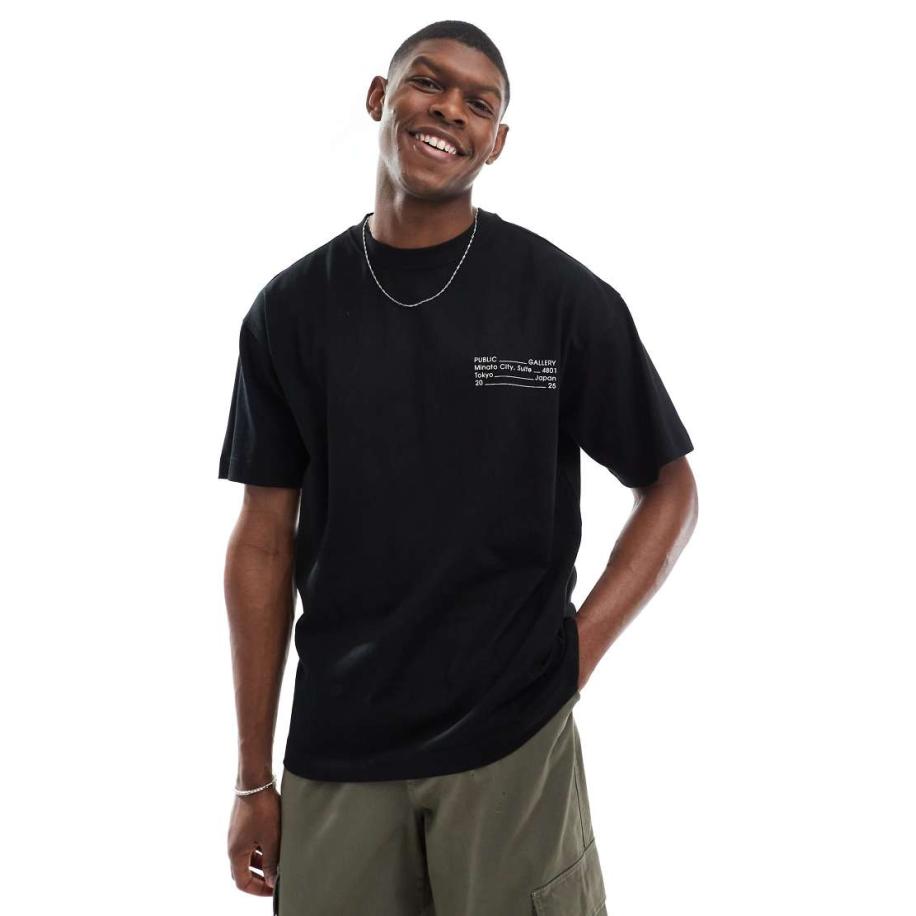 Cotton On - Recht T-shirt met grafische print in zwart Zwart