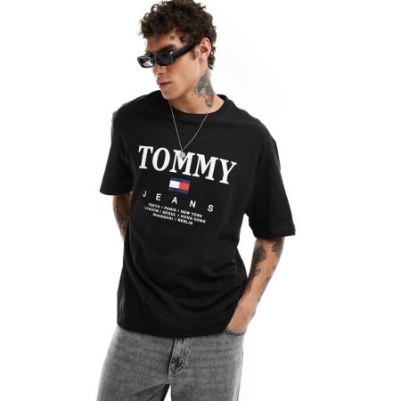 Tommy Jeans - T-shirt met logo in grote letters in zwart