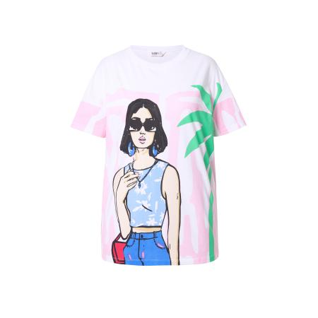 Angel of Style Shirt blauw / groen / pink / rosa / wit