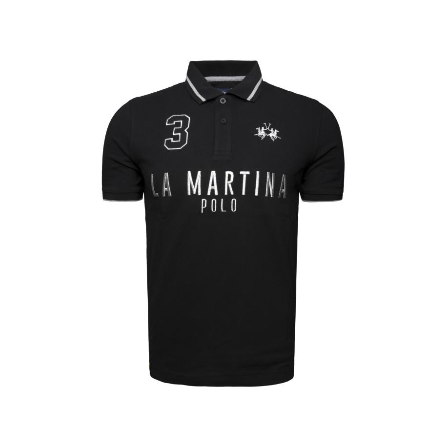 La Martina La Martina Shirt MAP320 zwart / wit -