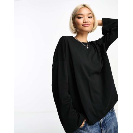 Only Oversized T-shirt met lange mouwen in zwart