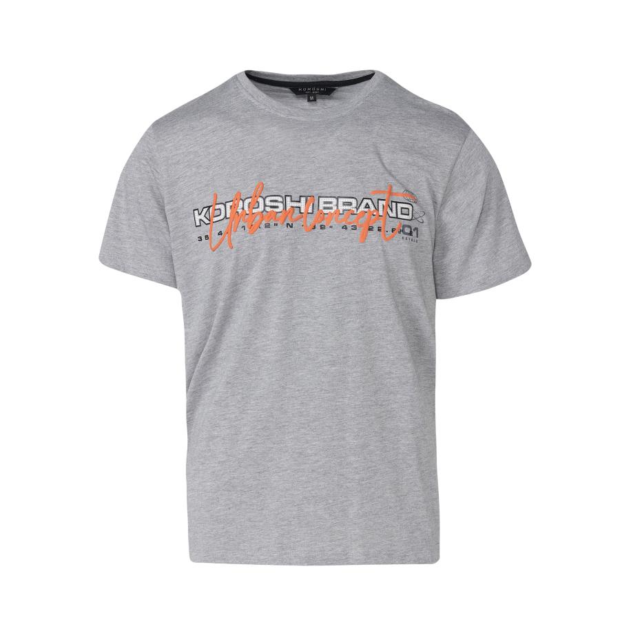 KOROSHI KOROSHI Shirt stone grey / donkeroranje / zwart / wit -