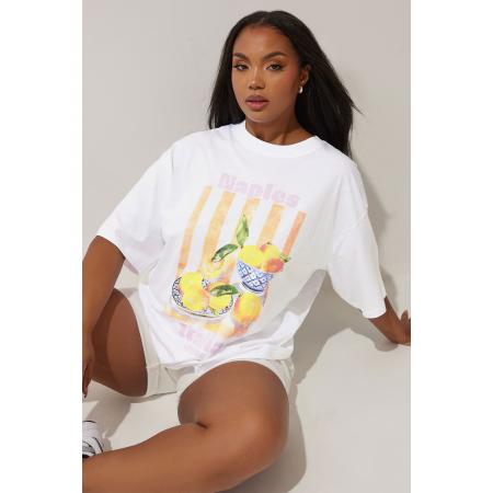 Limited Collection Recht Tshirt Met Citroenprint In Wit/Geel Size 42