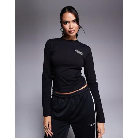 Kaiia Studio Running Club Crop top met lange mouwen in zwart, deel van co-ord set