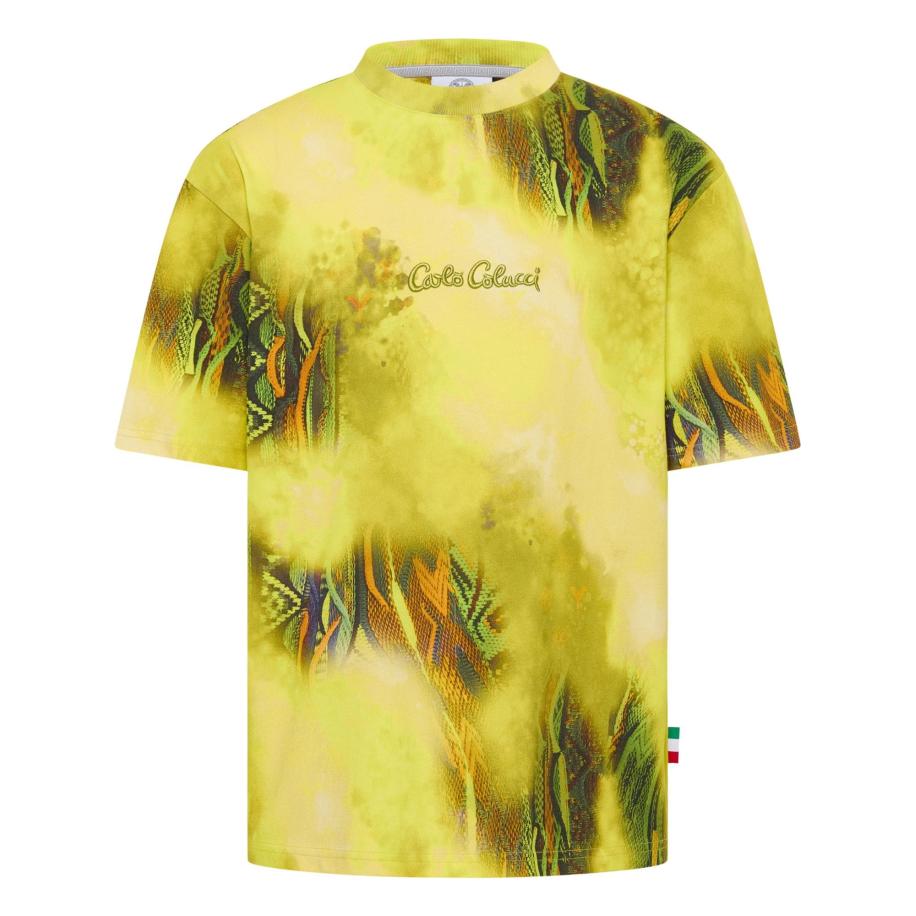 carlo colucci Carlo Colucci Shirt DInezo citroengeel / petrol / lichtgroen / oranje -