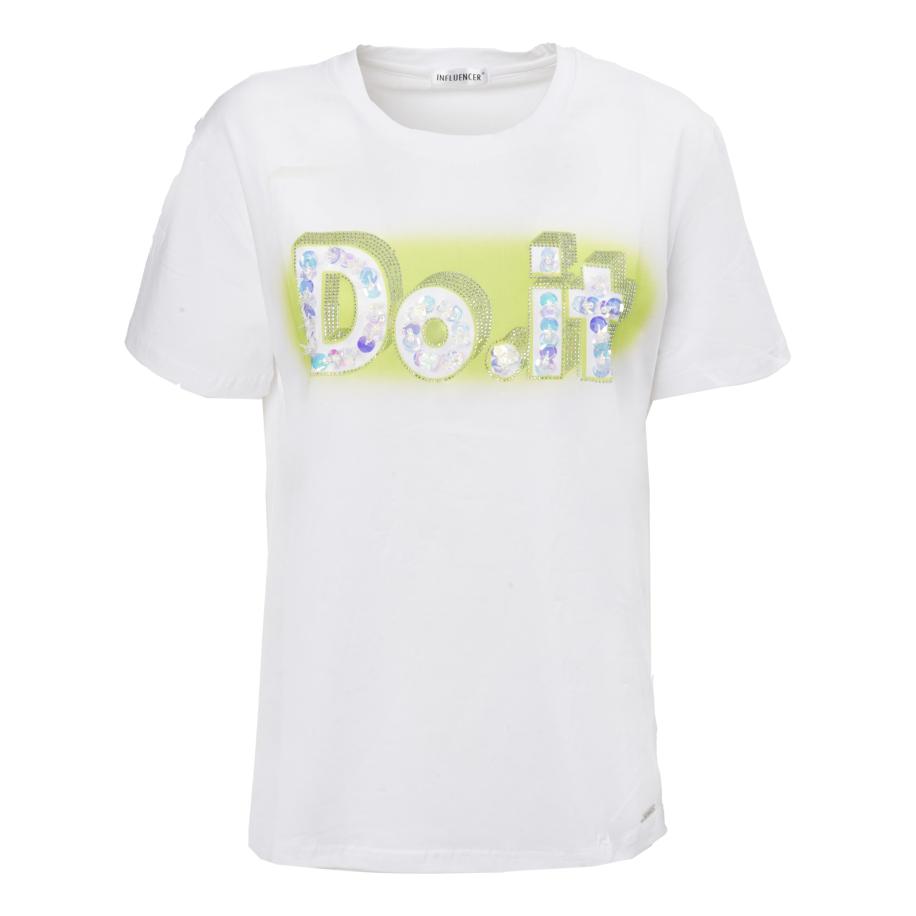 Influencer Influencer Shirt Do-it blauw / appel / zilver / wit -