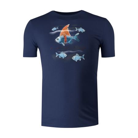 Marvelis Casual T-Shirt ronde hals marine, Bedrukt