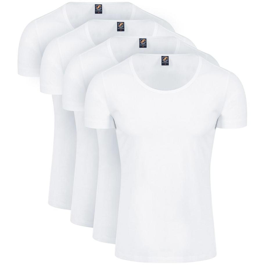 Suitable Otaru T-Shirt Brede Ronde Hals Wit 4-Pack Wit