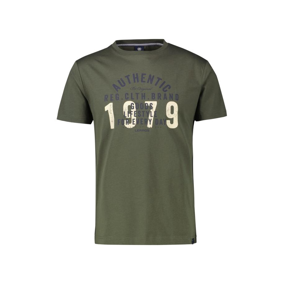 Lerros LERROS Shirt grijs / olijfgroen / natuurwit -