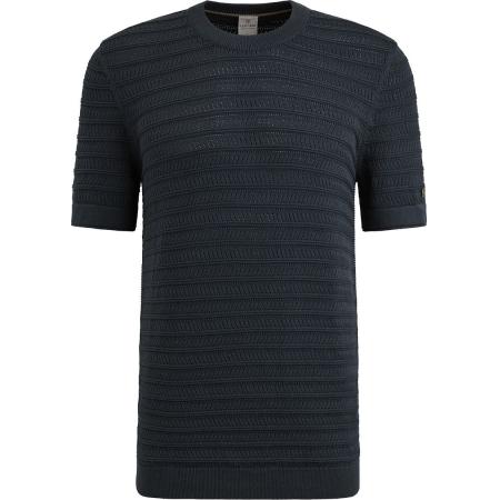 Cast Iron Knitted Jacquard T-shirt Navy