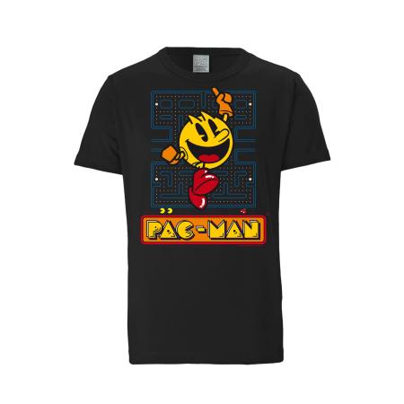 LOGOSHIRT Shirt Pac-Man – Jumping blauw / geel / oranje / zwart