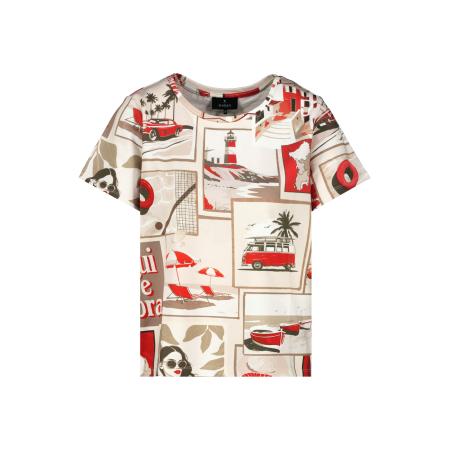 Monari monari Shirt lichtbruin / kaki / rood / wit