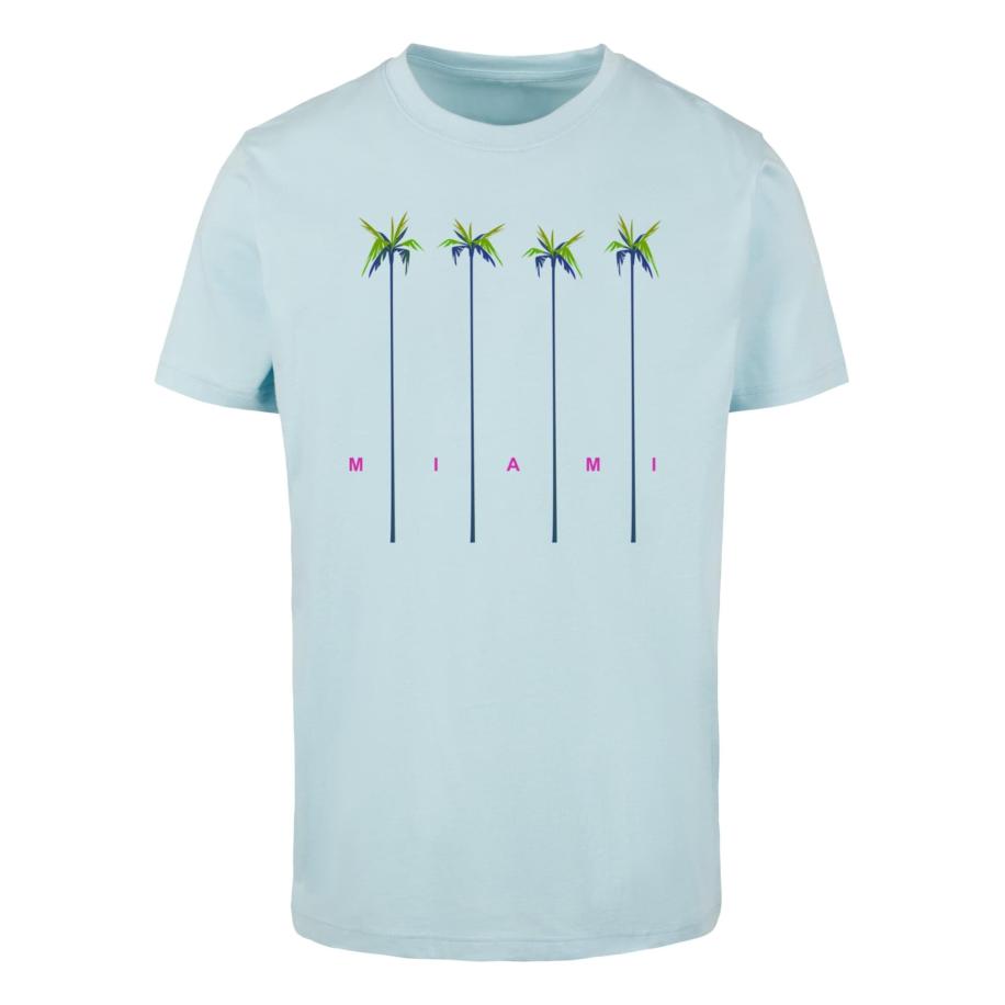 mister tee MT Men Shirt Miami navy / lichtblauw / grasgroen / fuchsia -