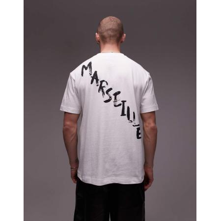 Topman - Oversized T-shirt met print op de voor- en achterkant in wit