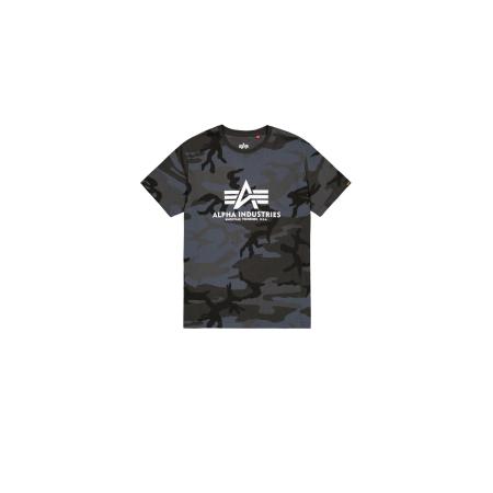 ALPHA INDUSTRIES Shirt Basic Logo Camo grijs / zwart / wit