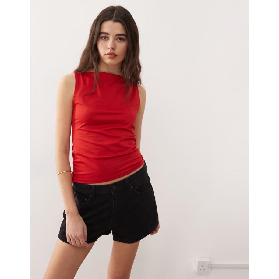 Weekday Annie Tanktop met boothals in rood Rood