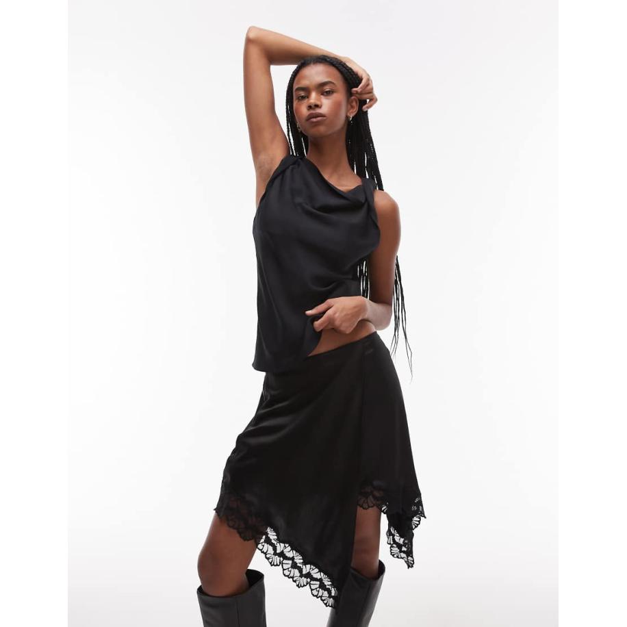 Topshop Mouwloze top met gedraaid bandje in zwart Zwart