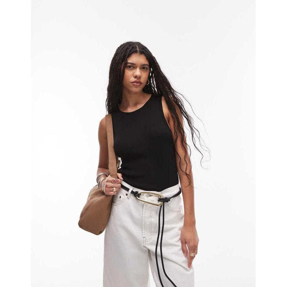 Mango Hemdje met hoge ronde hals in zwart Zwart