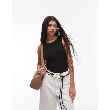 Mango Hemdje met hoge ronde hals in zwart