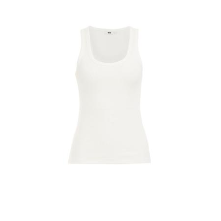 WE Fashion Dames singlet van ribstof - Wit - Katoen - Maat: XXXL