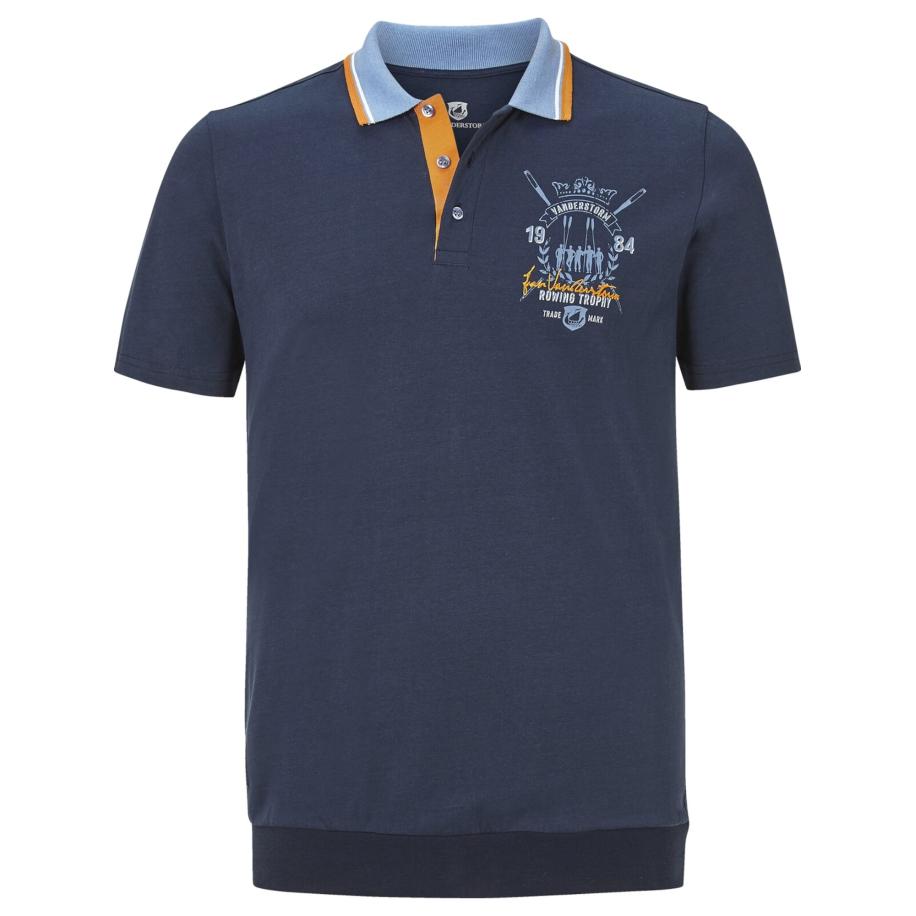 jan vanderstorm Jan Vanderstorm Shirt Orvar smoky blue / nachtblauw / oranje / wit -