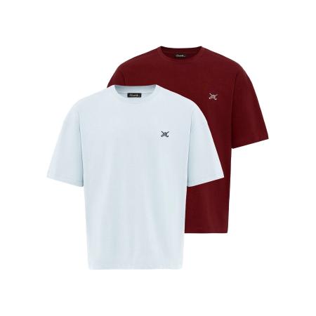 Cool Hill Cool Hill Shirt pastelblauw / bordeaux / donkerrood / zwart
